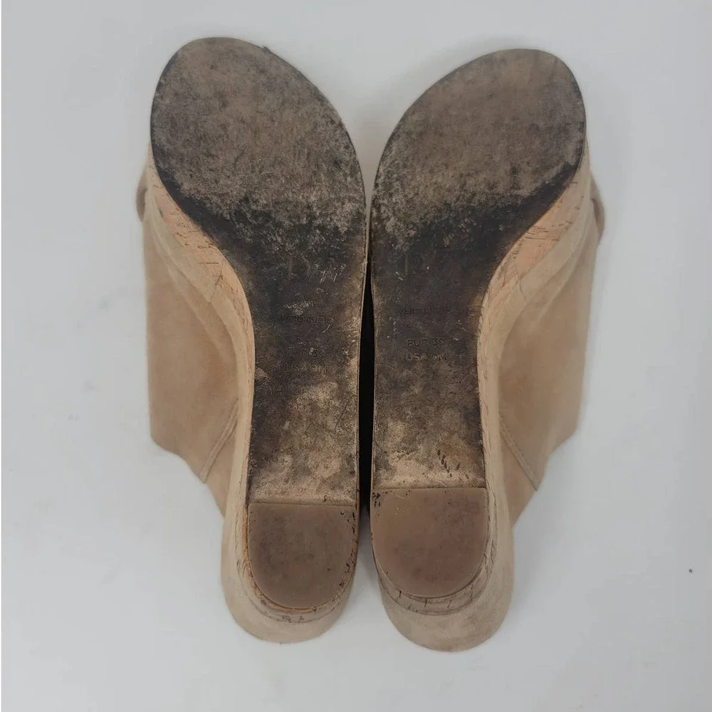 Diane Von Furstenberg Platform Wedge Slide Sandals Women's Size 9 M Tan Suede